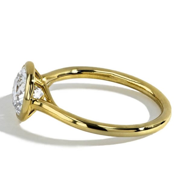 2Ct Bezel Set Round Moissanite Engagement Setting - Picture 2 of 3